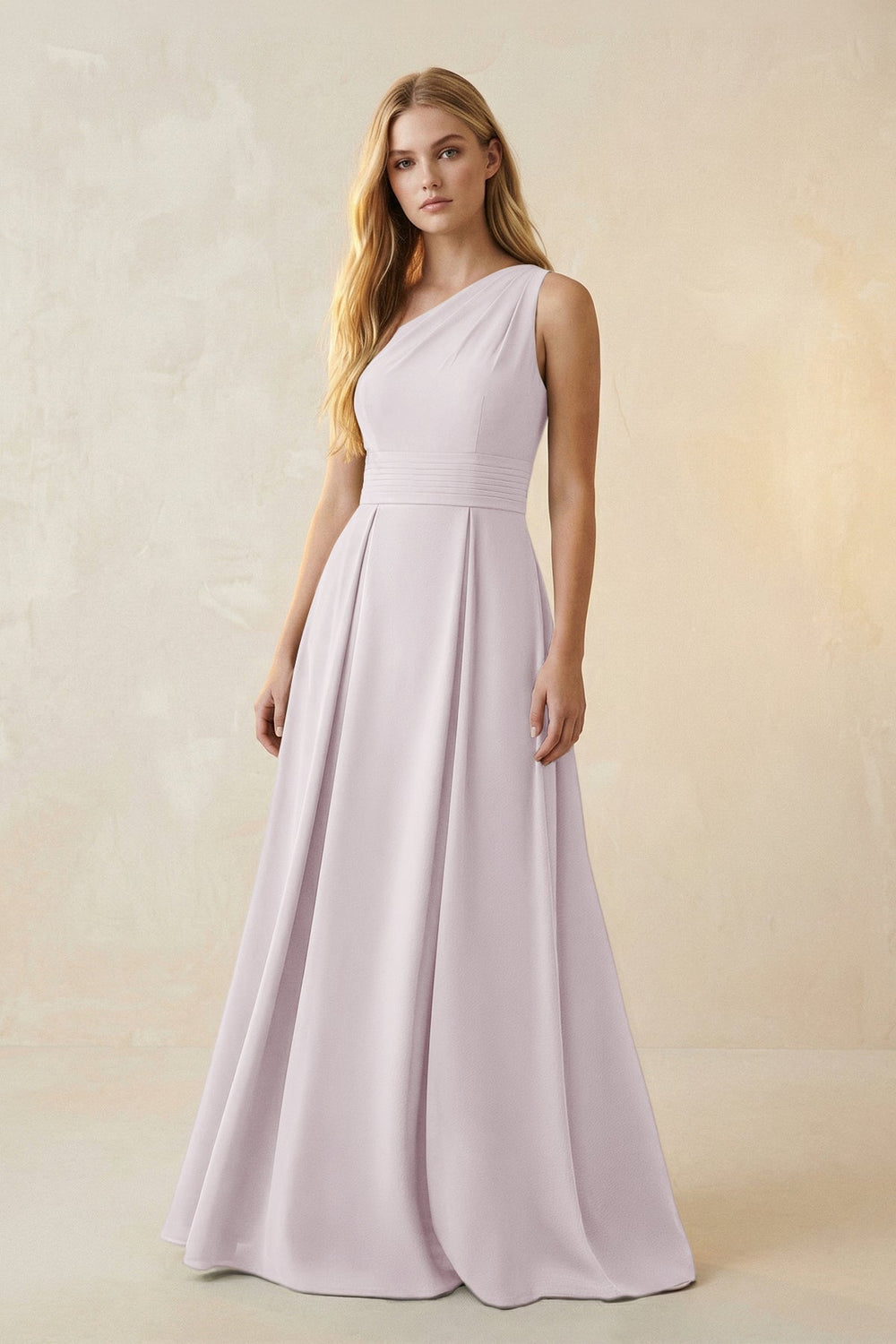 One-Shoulder Ruched A-Line Satin Bridesmaid Dress in Dusk