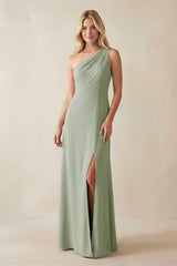 Cami Strap Sheath Chiffon Bridesmaid Dress with Slit in Dove Gray - KISS BRIDAL BRIDESMAID DRESSES