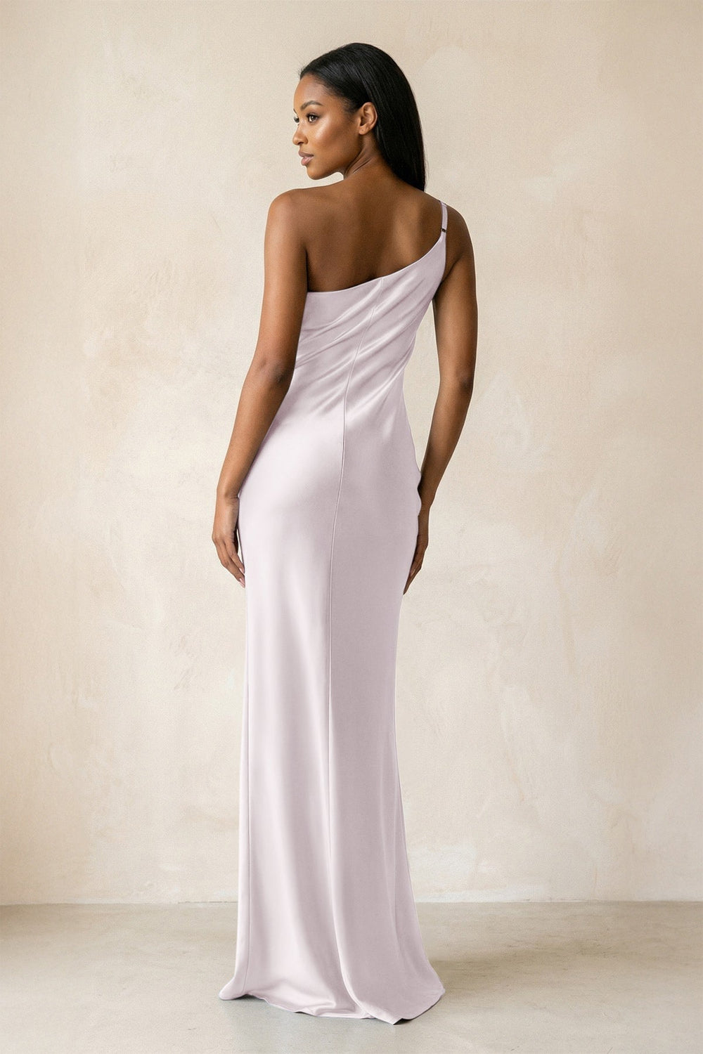 One-Shoulder Sheath Ruched Bridesmaid Dress in Dusk