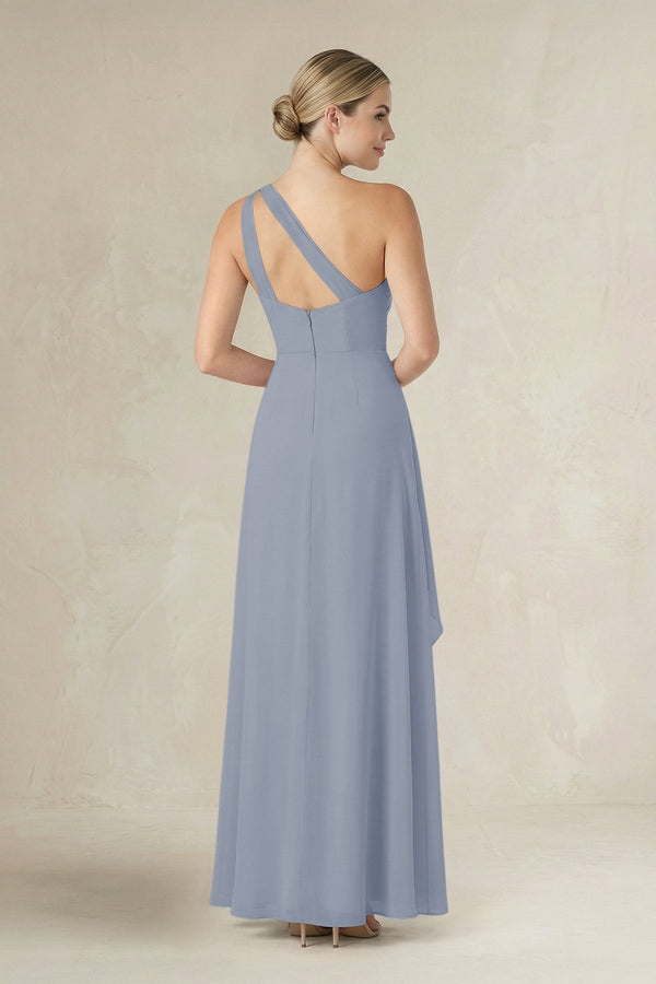 One - Shoulder Sheath Ruched Ruffled Bridesmaid Dress in Twilight - KISS BRIDAL Bridesmaid Dresses