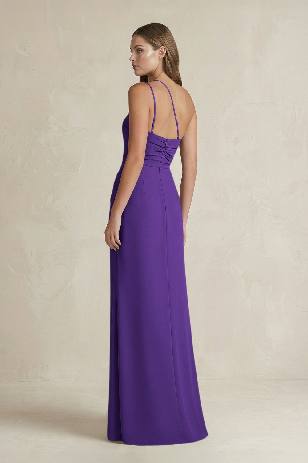 One-Shoulder Sheath Satin Bridesmaid Dress in Amethyst