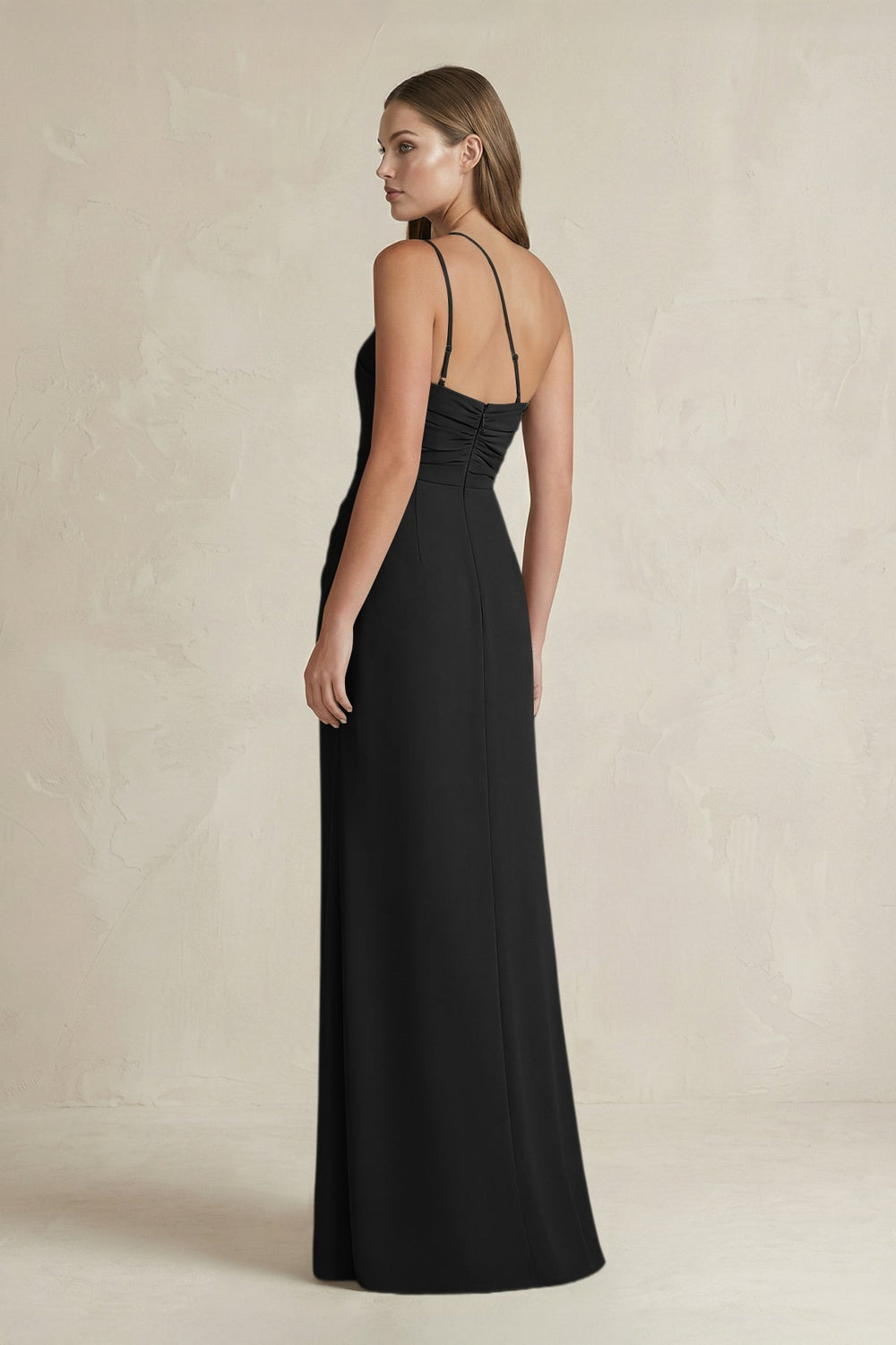 One-Shoulder Sheath Satin Bridesmaid Dress in Black