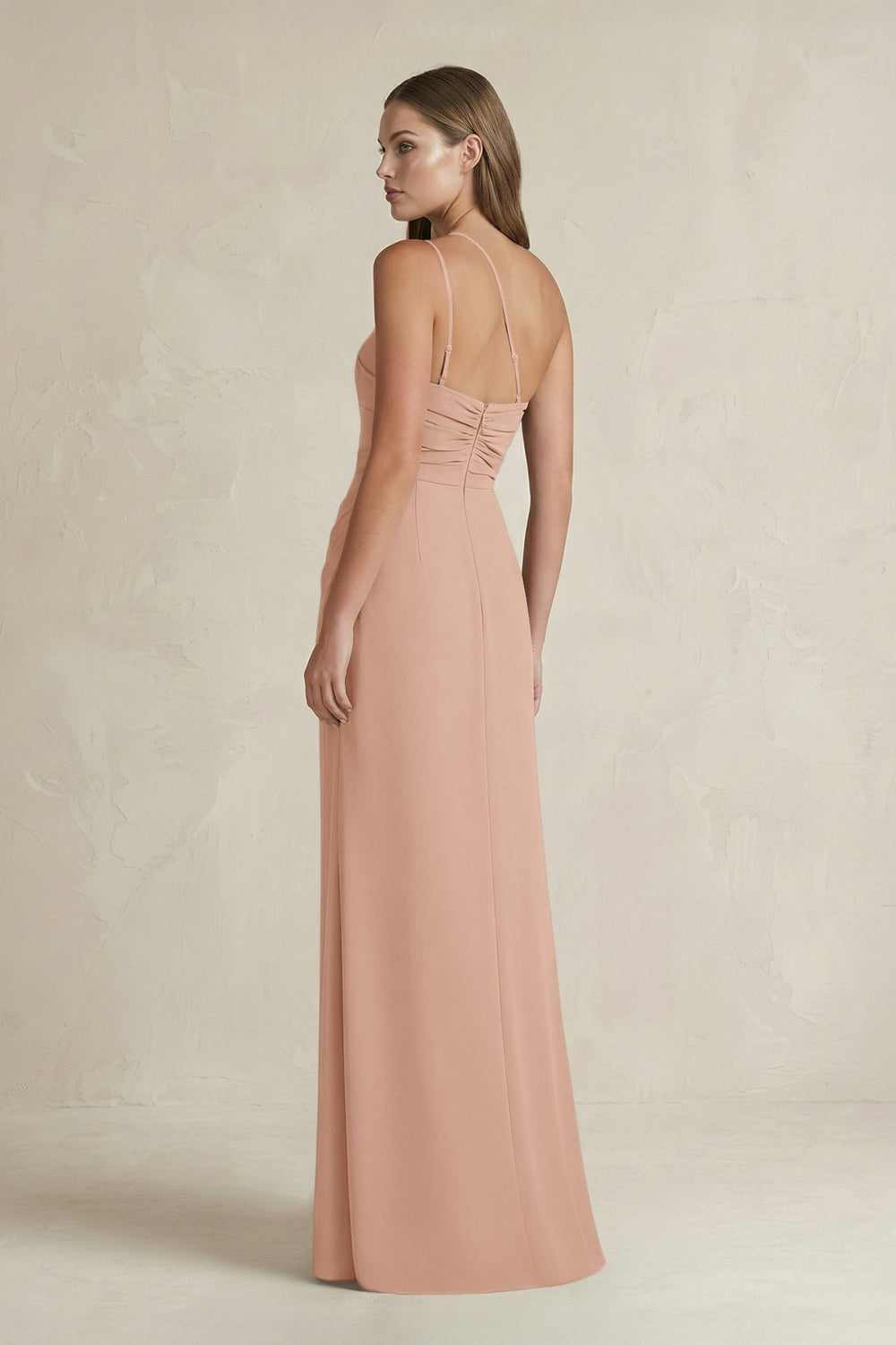 One-Shoulder Sheath Satin Bridesmaid Dress in Champagne Rose