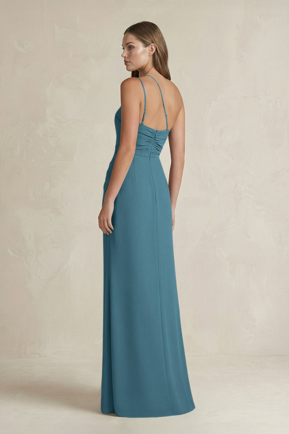 One-Shoulder Sheath Satin Bridesmaid Dress in Dark Teal