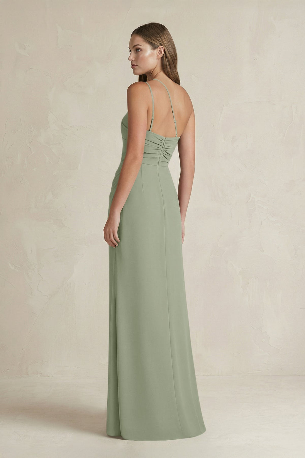 One-Shoulder Sheath Satin Bridesmaid Dress in Dove Gray