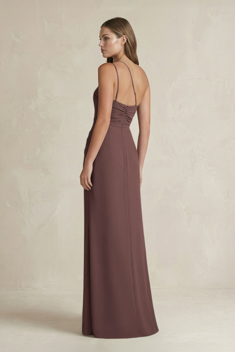 One-Shoulder Sheath Satin Bridesmaid Dress in Espresso