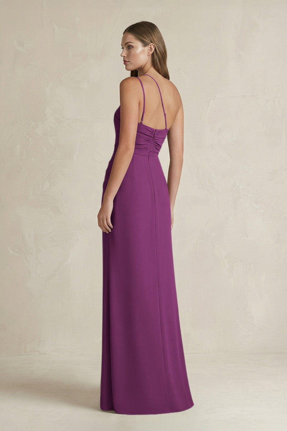 One-Shoulder Sheath Satin Bridesmaid Dress in Fig