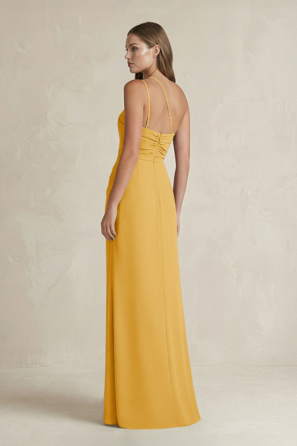 One-Shoulder Sheath Satin Bridesmaid Dress in Gold