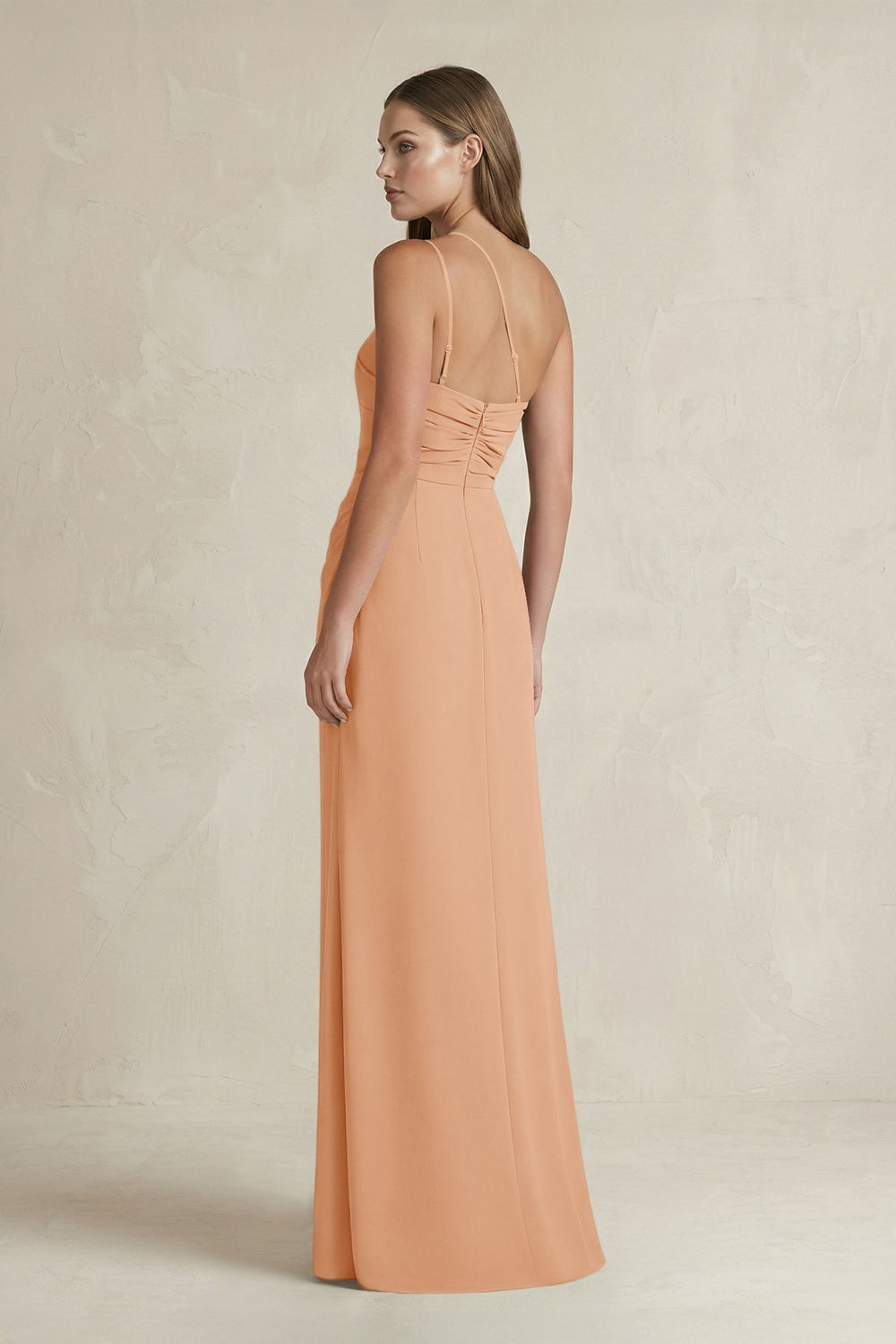 One-Shoulder Sheath Satin Bridesmaid Dress in Golden Champagne