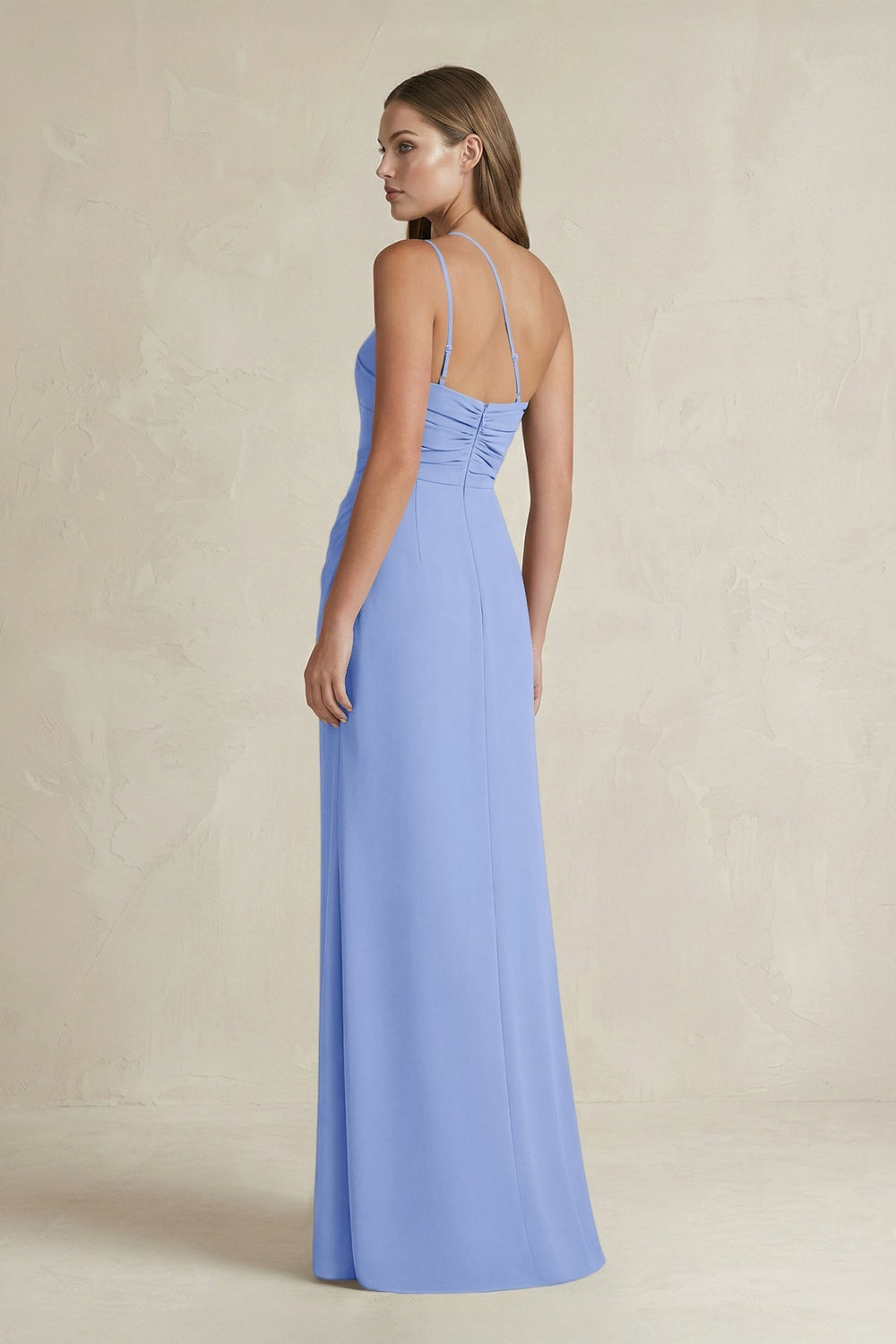 One-Shoulder Sheath Satin Bridesmaid Dress in Ice