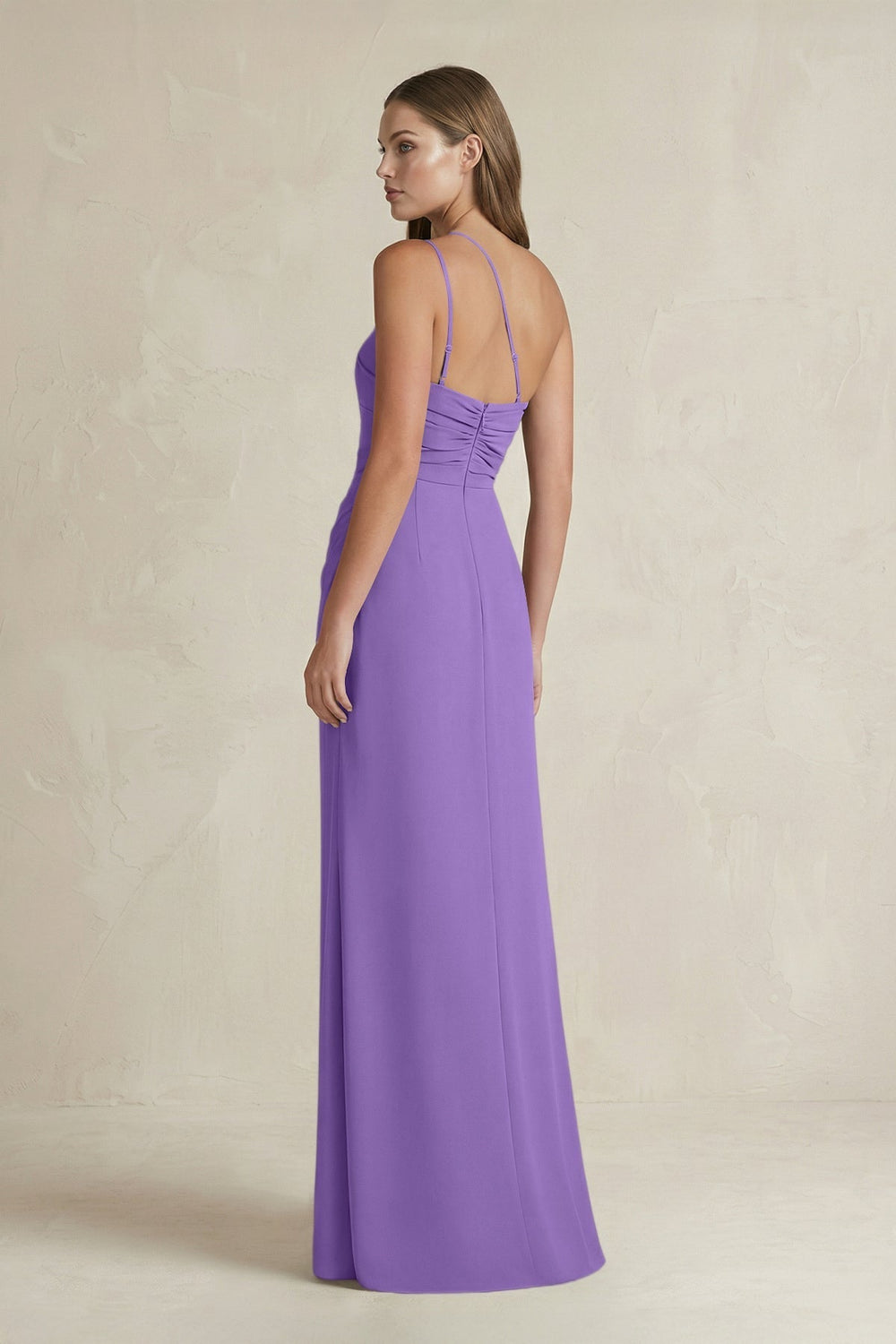 One-Shoulder Sheath Satin Bridesmaid Dress in Lilac