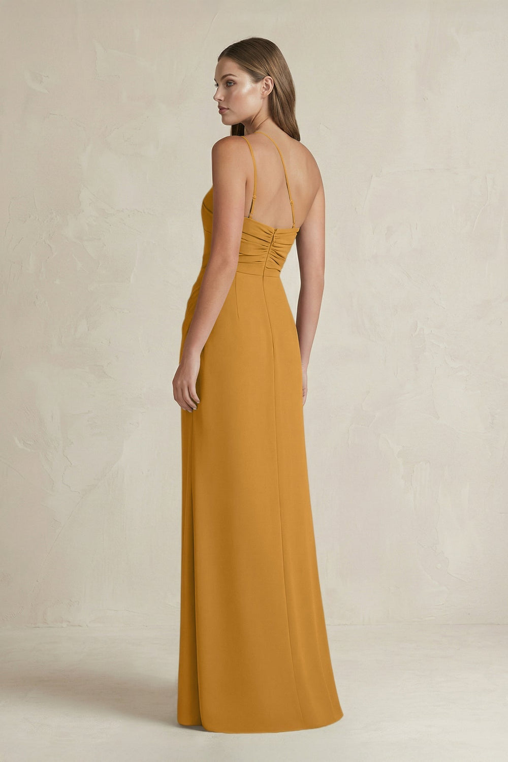 One-Shoulder Sheath Satin Bridesmaid Dress in Marigold