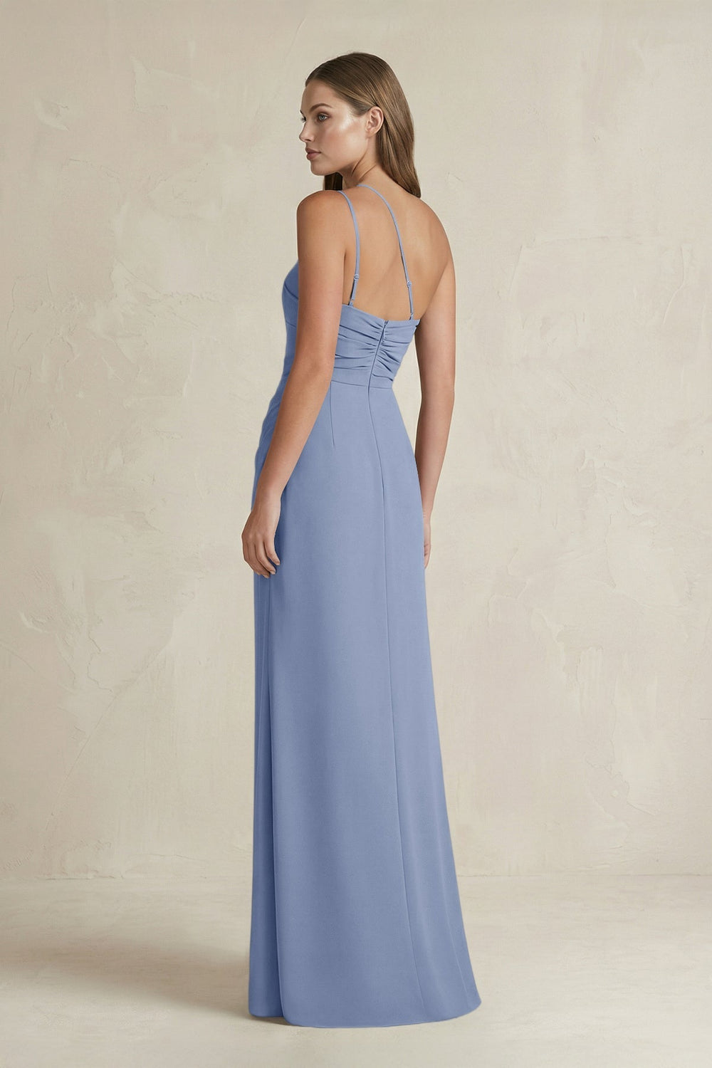 One-Shoulder Sheath Satin Bridesmaid Dress in Mist