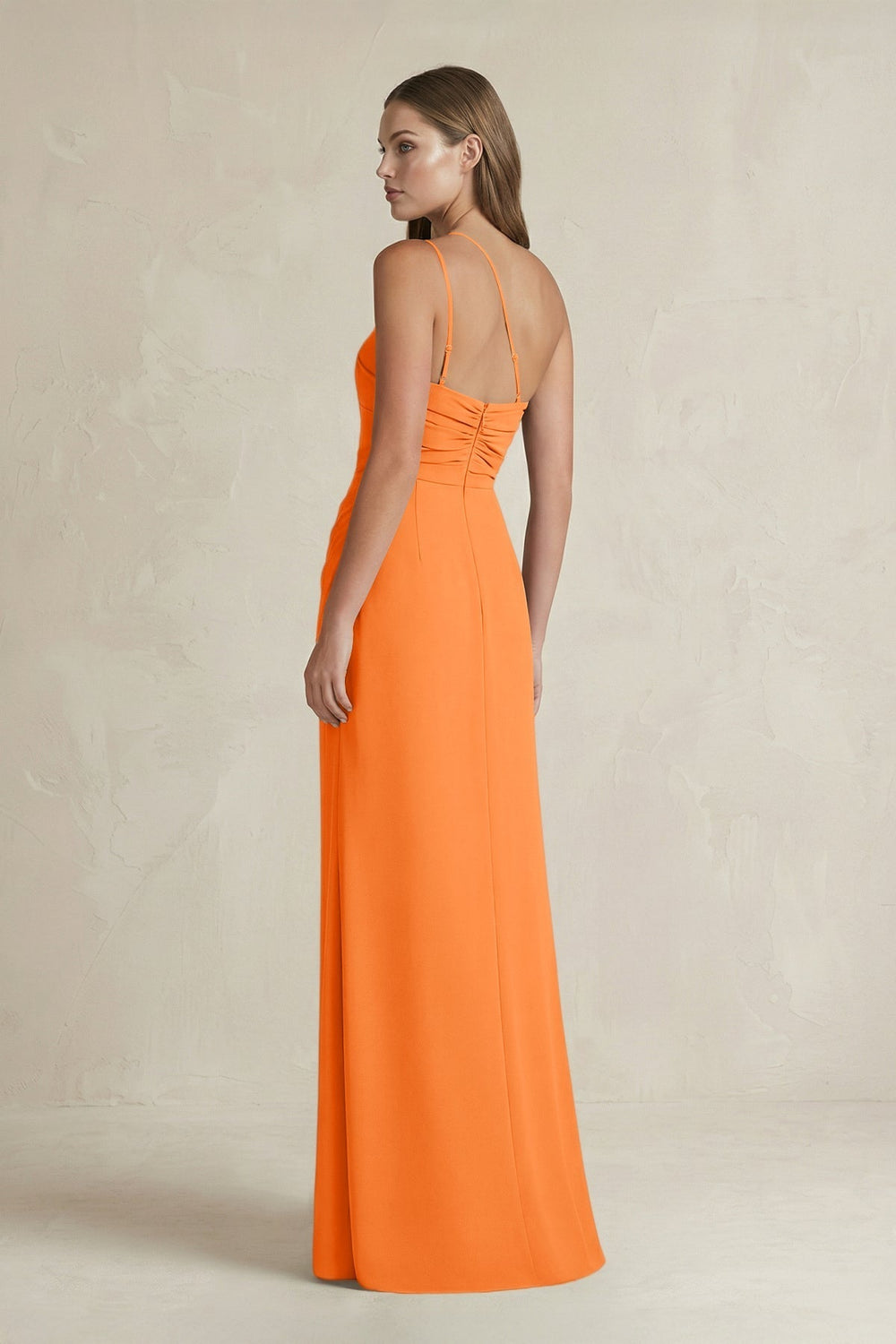 One-Shoulder Sheath Satin Bridesmaid Dress in Orange