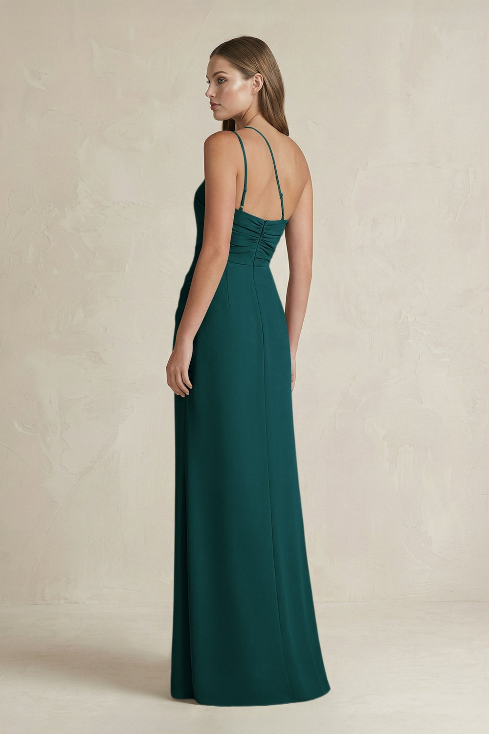One-Shoulder Sheath Satin Bridesmaid Dress in Pine