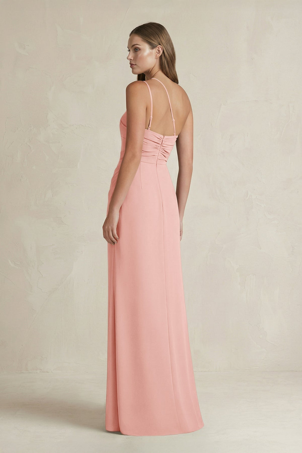 One-Shoulder Sheath Satin Bridesmaid Dress in Rose Petal