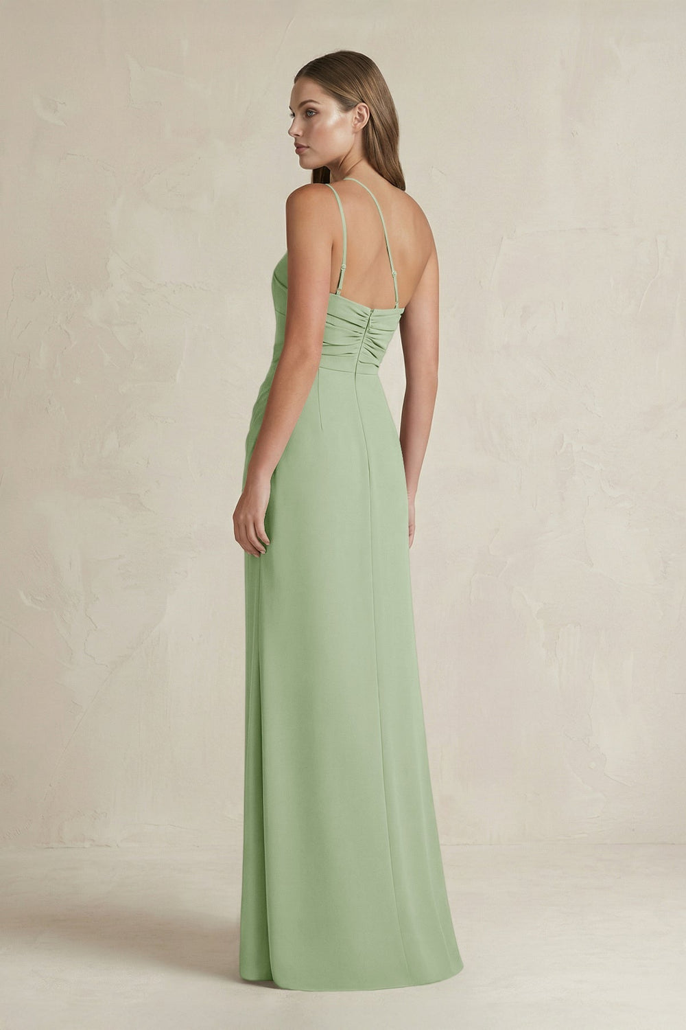 One-Shoulder Sheath Satin Bridesmaid Dress in Sage