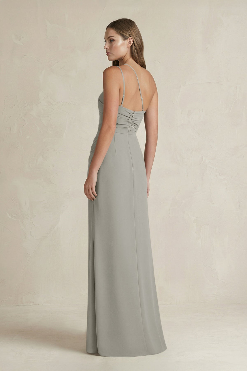 One-Shoulder Sheath Satin Bridesmaid Dress in Silver