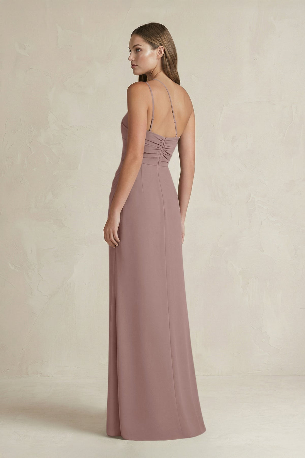One-Shoulder Sheath Satin Bridesmaid Dress in Toffee