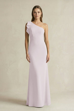 One - Shoulder Sheath Satin Long Bridesmaid Dress in Dusk - KISS BRIDAL Bridesmaid Dresses