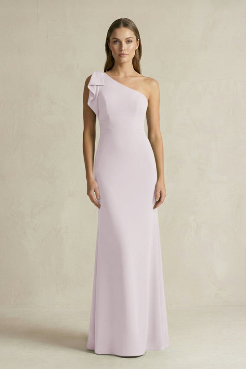 One - Shoulder Sheath Satin Long Bridesmaid Dress in Dusk - KISS BRIDAL Bridesmaid Dresses