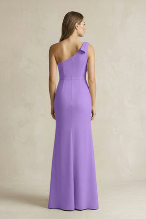One - Shoulder Sheath Satin Long Bridesmaid Dress in Lilac - KISS BRIDAL Bridesmaid Dresses