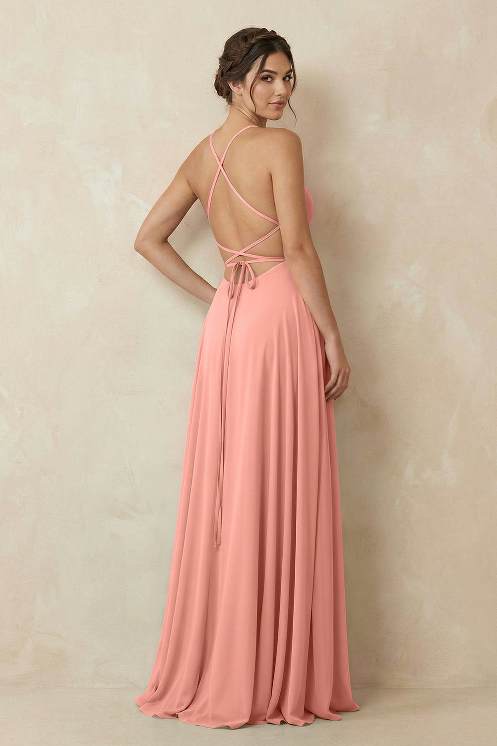 A-Line Chiffon Bridesmaid Dress With Slit in Rosette