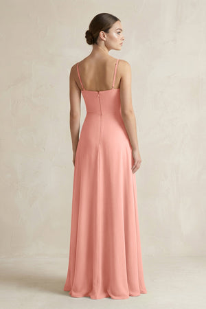 Rosette A-Line Chiffon Spaghetti Strap Bridesmaid Dress (2) | KISSBRIDAL