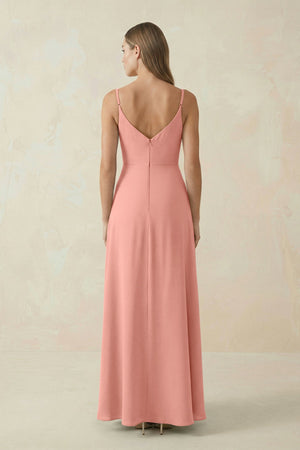 Rosette Cami Strap A-Line Chiffon Bridesmaid Dress (2) | KISSBRIDAL