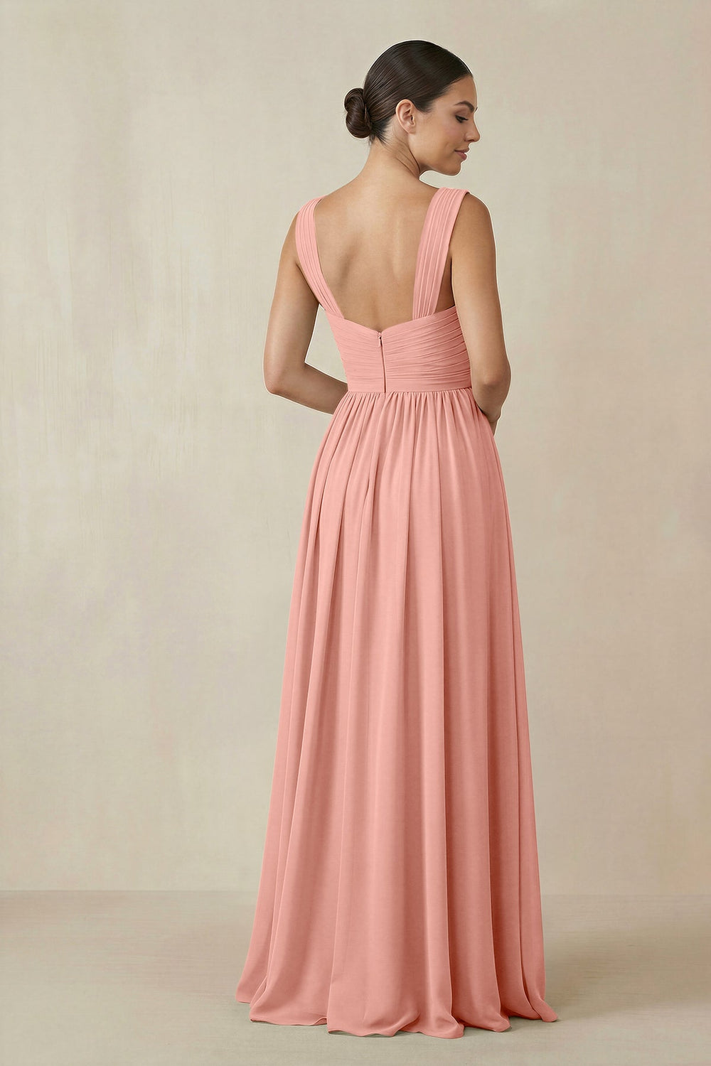 Chiffon A-Line Pleated Bridesmaid Dress in Rosette