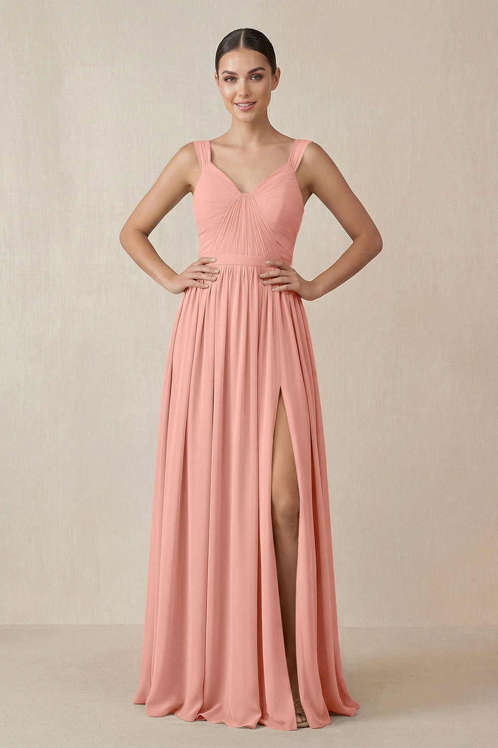 Chiffon A-Line Pleated Bridesmaid Dress in Rosette