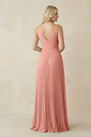 Rosette Pleated V-Neck A-Line Chiffon Bridesmaid Dress (2) | KISSBRIDAL