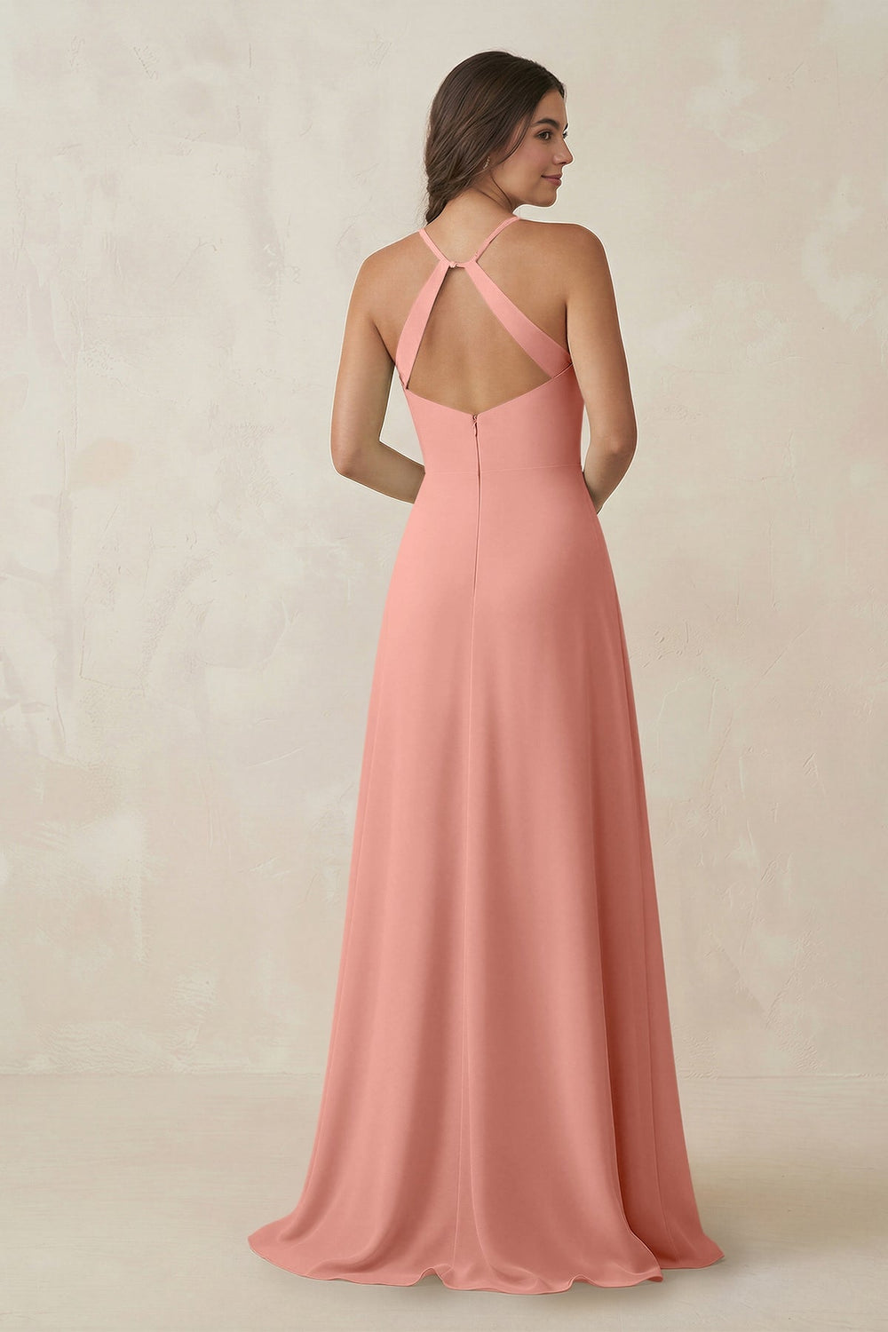 Ruched Sheath Chiffon Bridesmaid Dress in Rosette