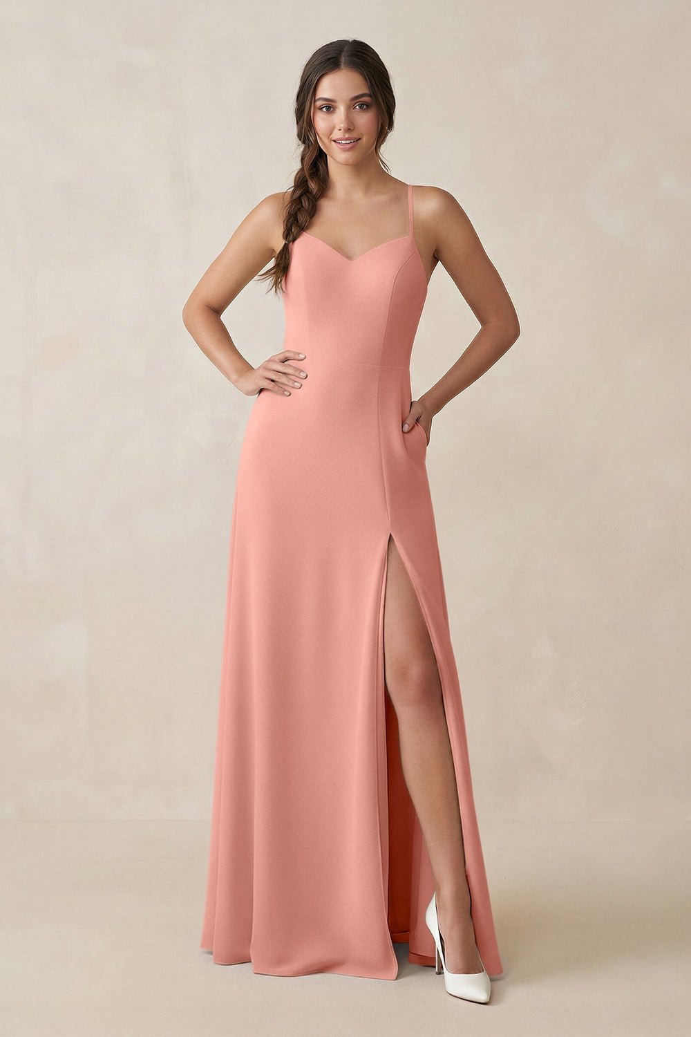 Ruched Sheath Chiffon Bridesmaid Dress in Rosette