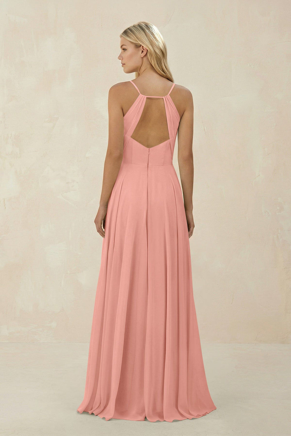 Spaghetti Strap A-Line Chiffon Bridesmaid Dress in Rosette