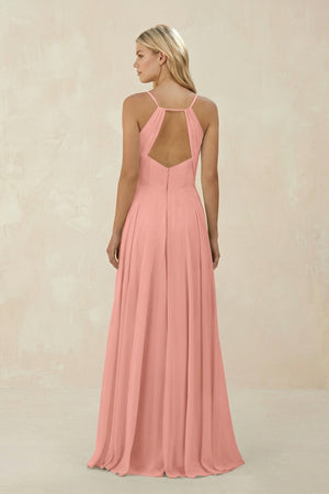 Rosette Spaghetti Strap A-Line Chiffon Bridesmaid Dress (2) | KISSBRIDAL