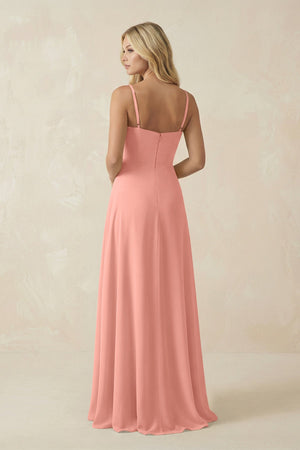 Rosette Spaghetti Strap Chiffon A-Line Bridesmaid Dress (2) | KISSBRIDAL