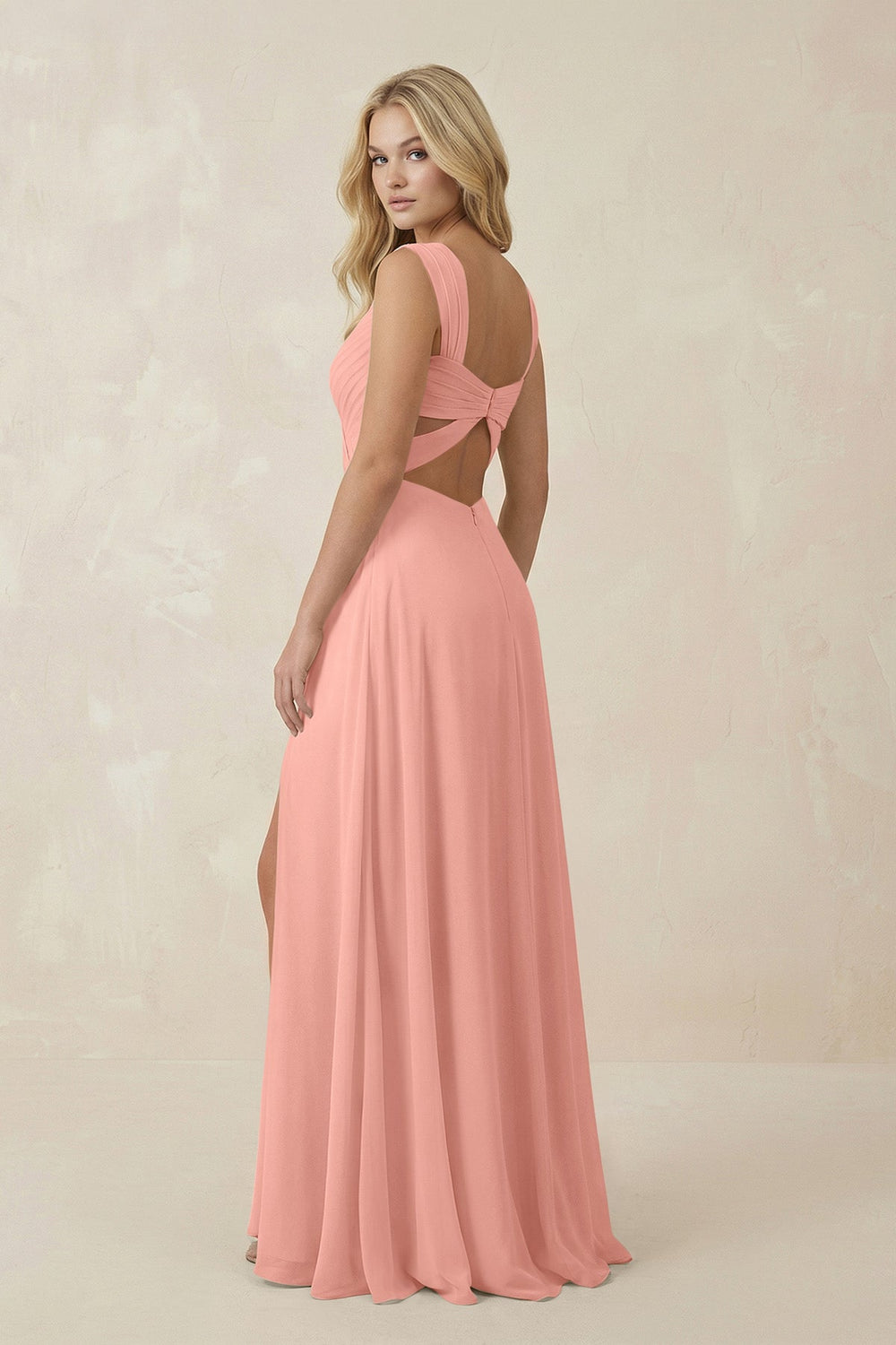 Sweetheart A-Line Chiffon Long Bridesmaid Dress in Rosette