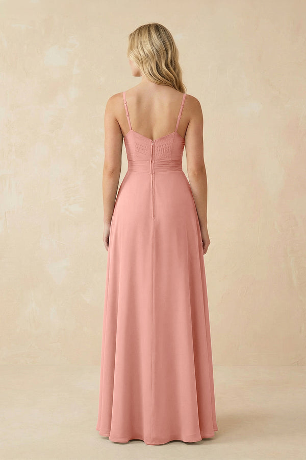 Rosette Sweetheart A-Line Pleated Chiffon Bridesmaid Dress (2) | KISSBRIDAL