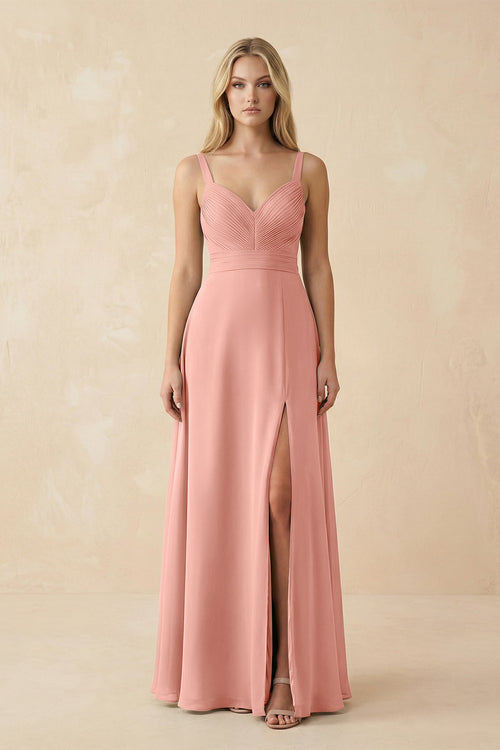 Rosette Sweetheart A-Line Pleated Chiffon Bridesmaid Dress | KISSBRIDAL