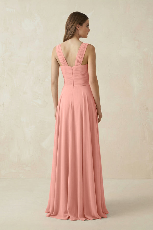 Rosette Sweetheart Pleated A-Line Chiffon Bridesmaid Dress (2) | KISSBRIDAL
