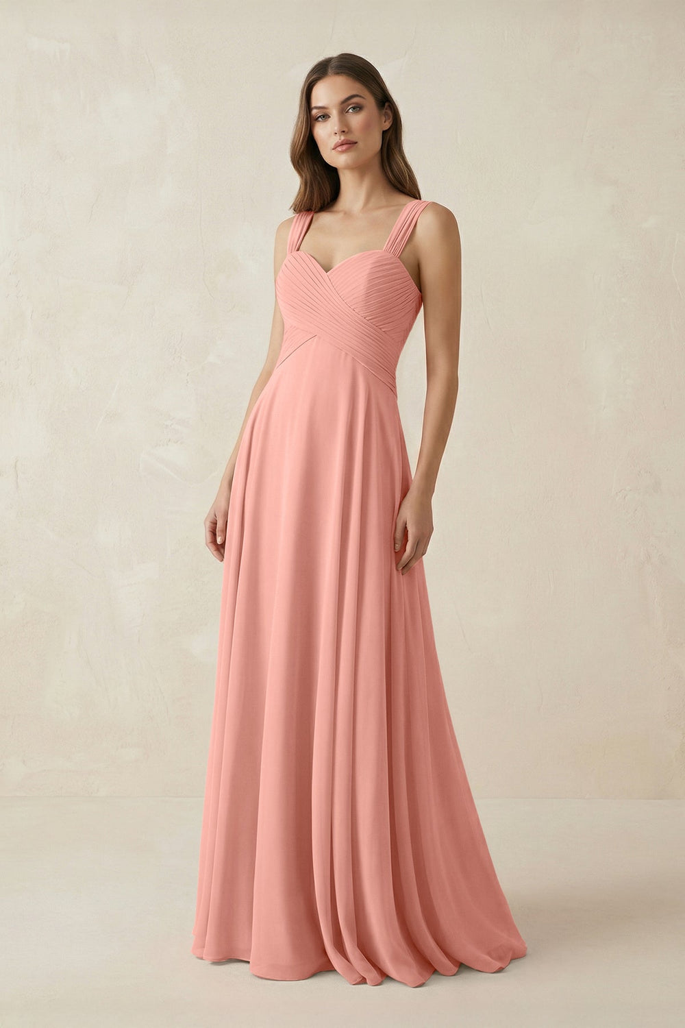 Sweetheart Pleated A-Line Chiffon Bridesmaid Dress in Rosette