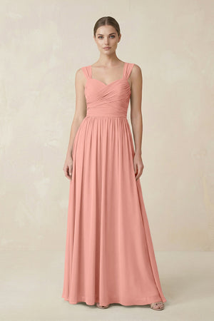 Rosette Sweetheart Pleated Chiffon A-Line Bridesmaid Dress | KISSBRIDAL