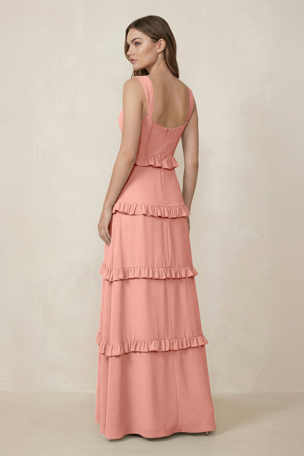 Sweetheart Tiered A-Line Chiffon Bridesmaid Dress in Rosette