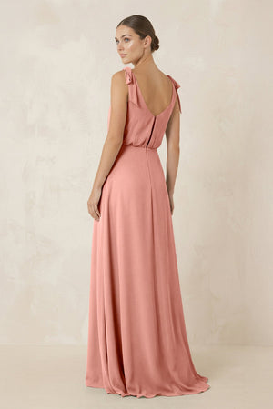 Rosette V-Neck A-Line Chiffon Bridesmaid Dress (2) | KISSBRIDAL