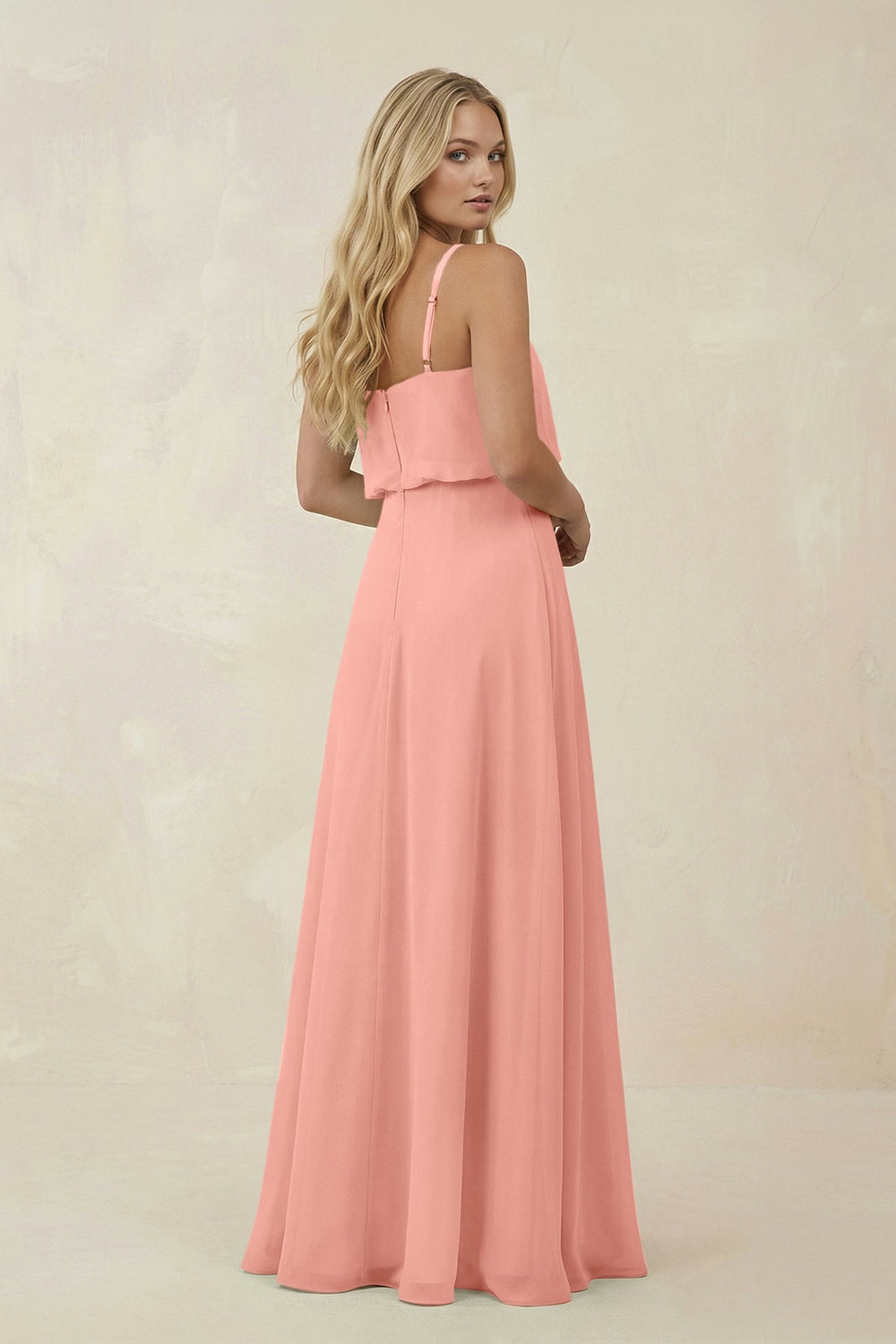V-Neck Blouson A-Line Chiffon Bridesmaid Dress in Rosette