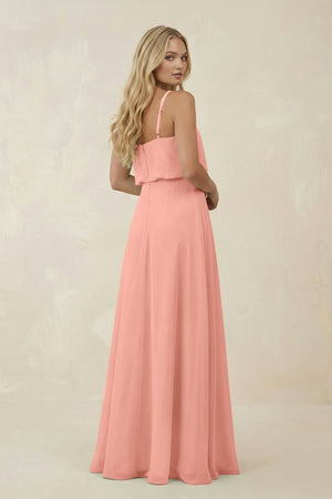 Rosette V-Neck Blouson A-Line Chiffon Bridesmaid Dress (2) | KISSBRIDAL