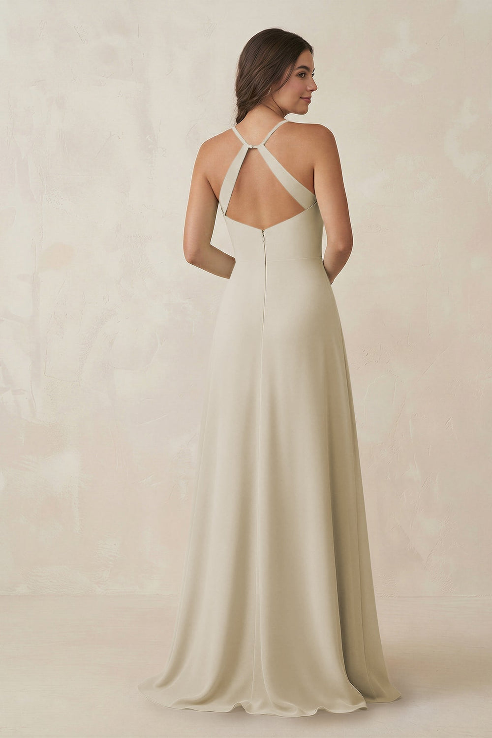 Ruched Sheath Chiffon Bridesmaid Dress in Dove Gray