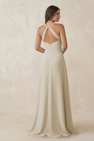 Ruched Sheath Chiffon Bridesmaid Dress in Dove Gray - KISS BRIDAL BRIDESMAID DRESSES