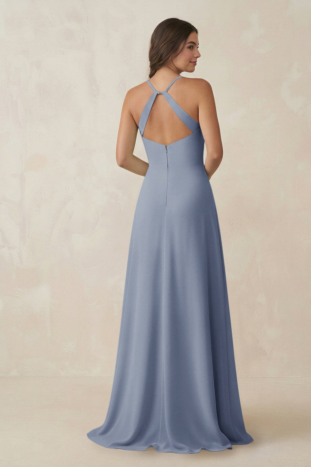 Ruched Sheath Chiffon Bridesmaid Dress in Twilight